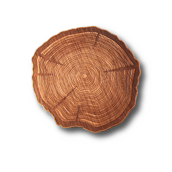 WUDN HNDCRFTD - Wooden Coasters 4 (Tree Stump in Mahogany) 4-Pack