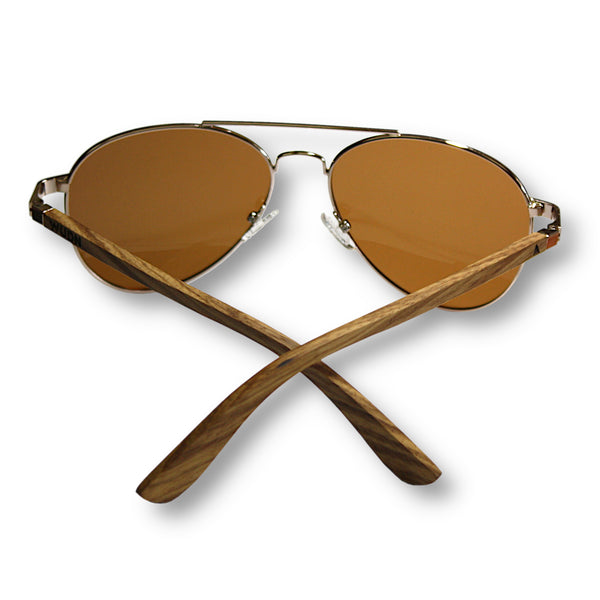 Silver Titanium Zebra Wood Aviator Sunglasses - Raptor