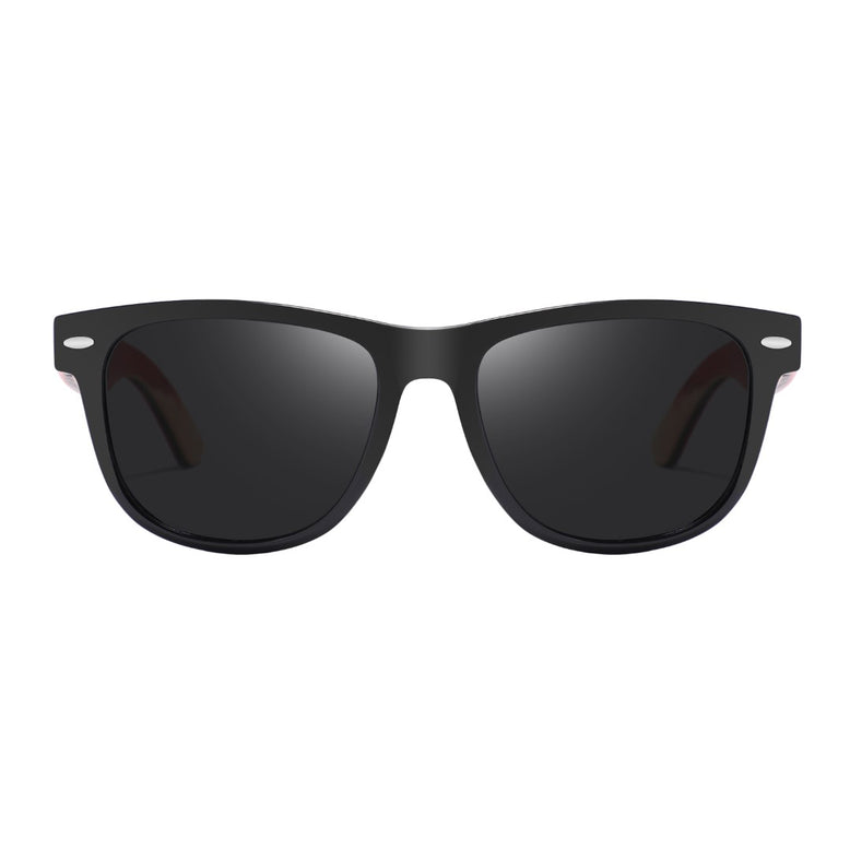 Hybrid Black Wanderer Sunglasses with Bluntslide Red Skatedeck Temple by WUDN