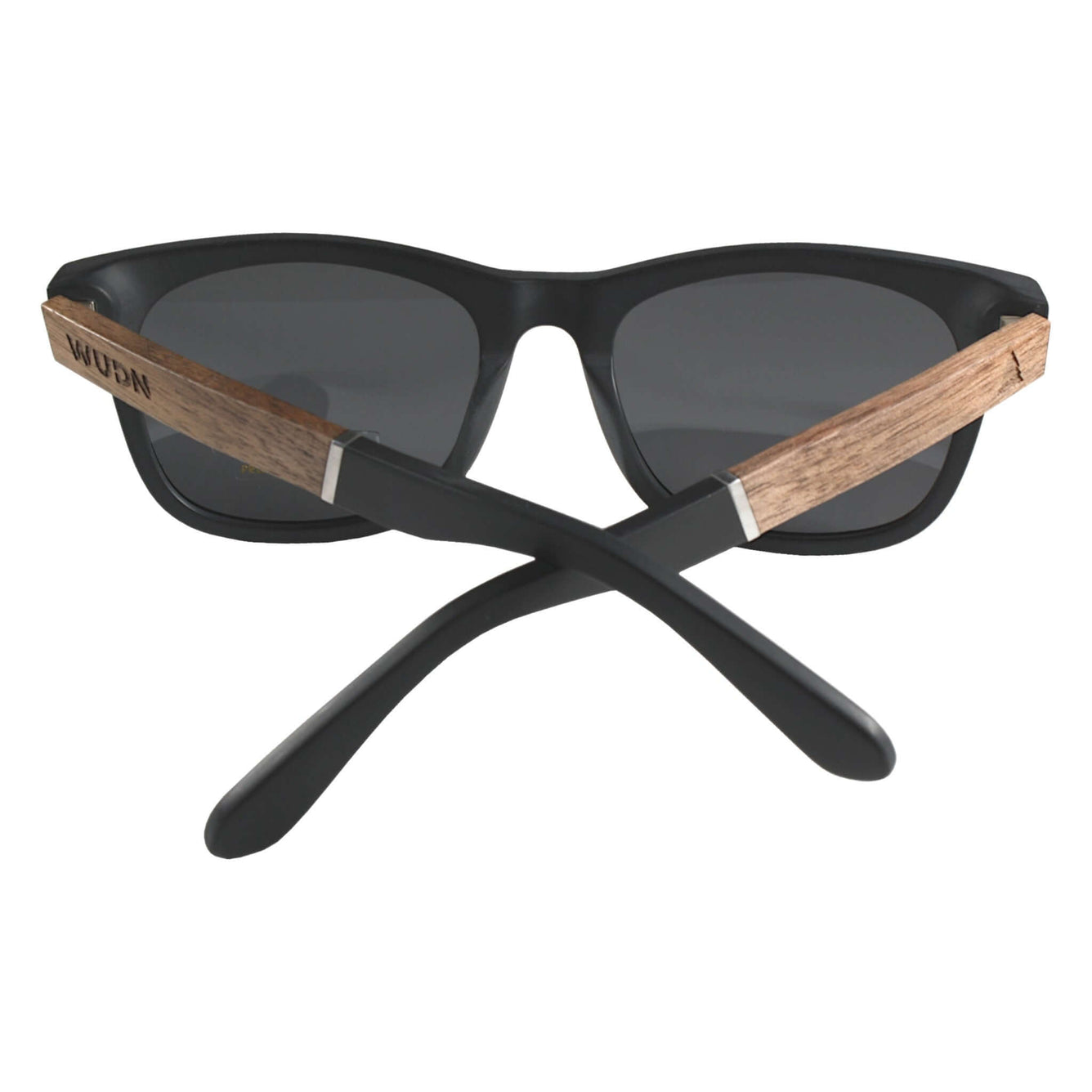 Classic Wanderer Hybrid Acetate Frame Sunglasses with Real Wood Inlay & Polarized Smoke Black Lenses by WUDN