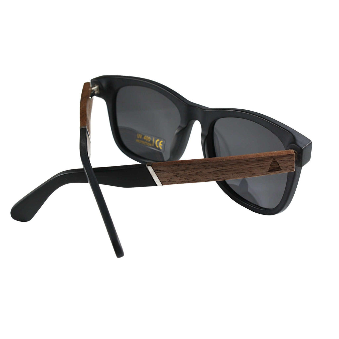 Classic Wanderer Hybrid Acetate Frame Sunglasses with Real Wood Inlay & Polarized Smoke Black Lenses by WUDN